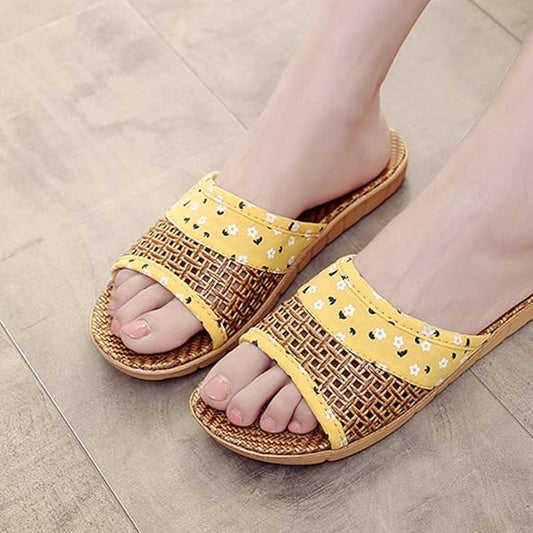 1 Pair Unisex Indoor Open Toe House Slippers Cushioned Thick Sole Breathable Comfortable Non Bottom Creative Design EU Yellow